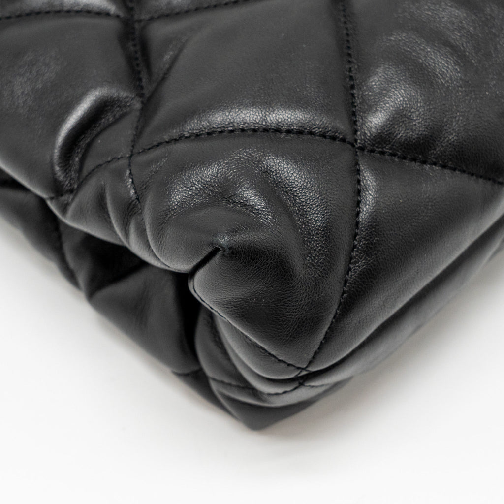 CHANEL QUILTED DOUBLE CHAIN SHOULDER BAG LAMBSKIN BLACK GHW (MICOCHIP)