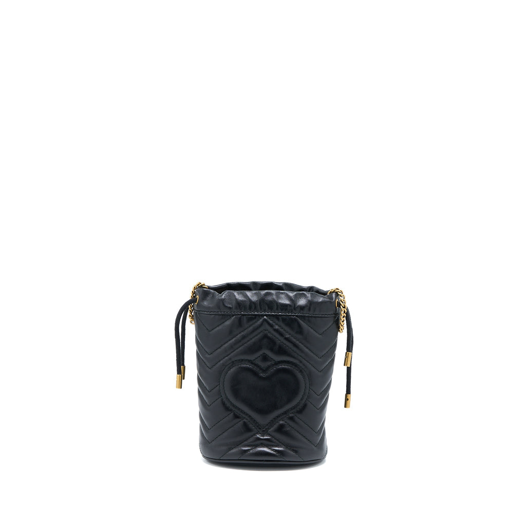 GUCCI GG MARMONT MINI BUCKET BLACK GHW