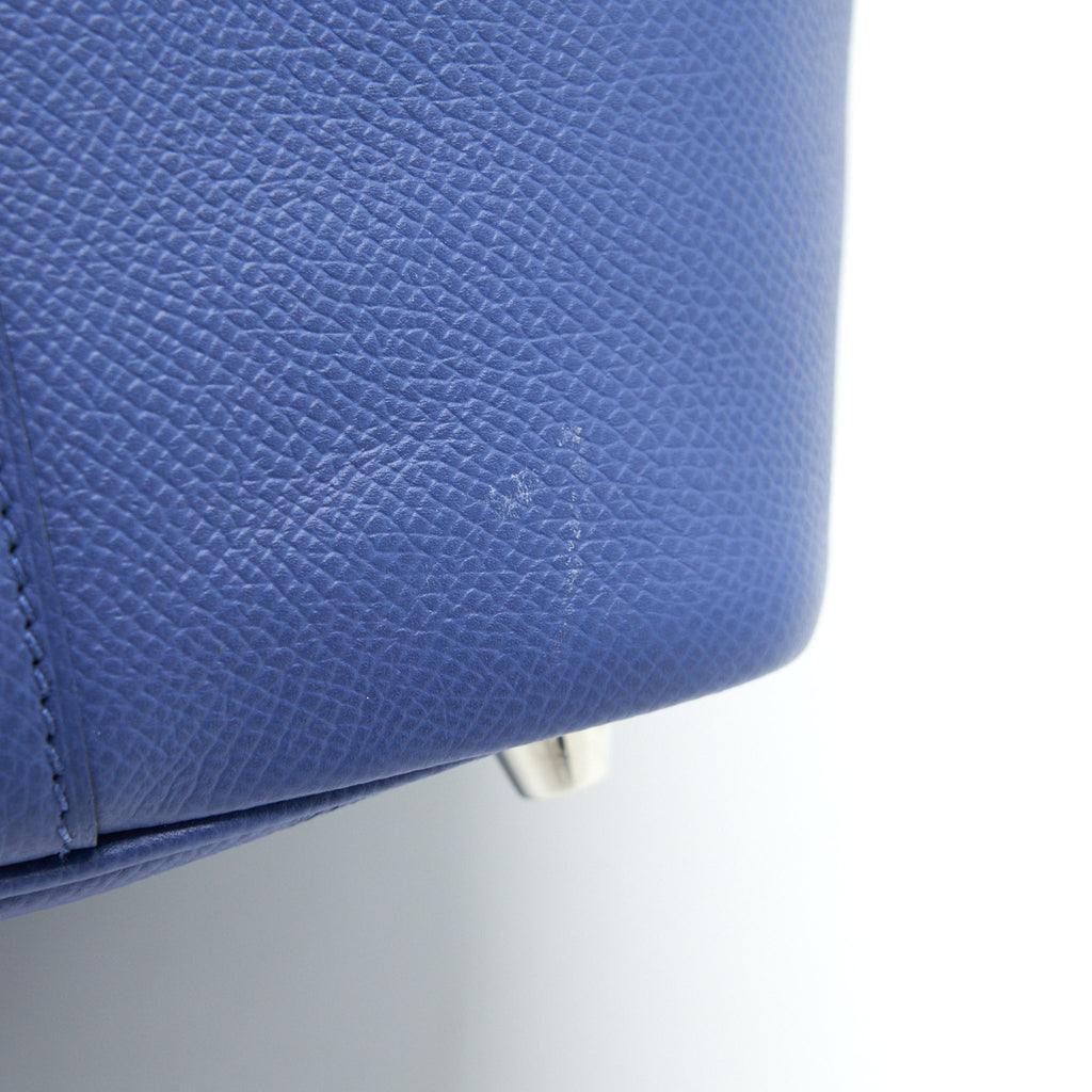 HERMES TRESSAGE DE CUIR PICOTIN 18 LOCK BAG EPSOM BLUE BRIGHTON SHW