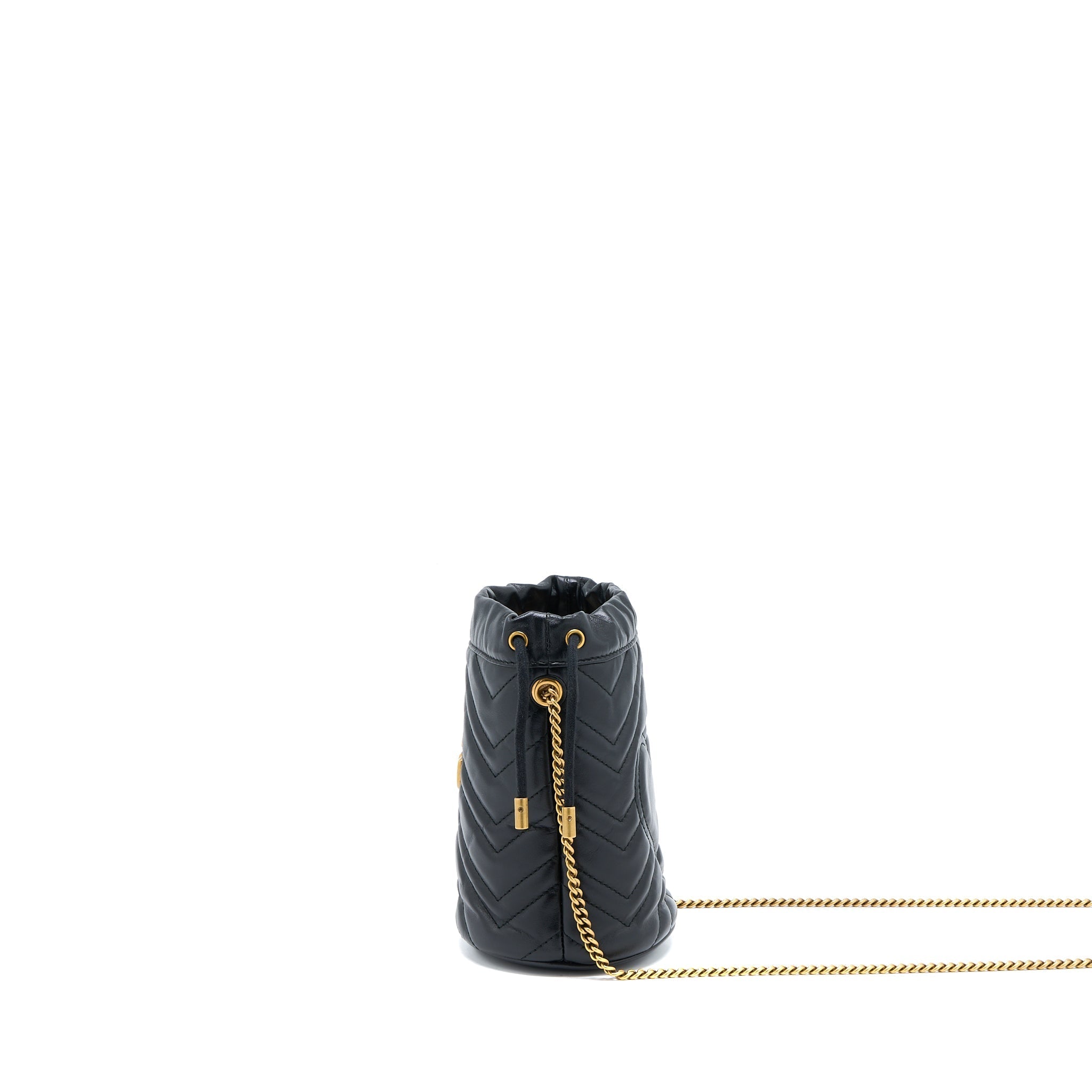 GUCCI GG MARMONT MINI BUCKET BLACK GHW