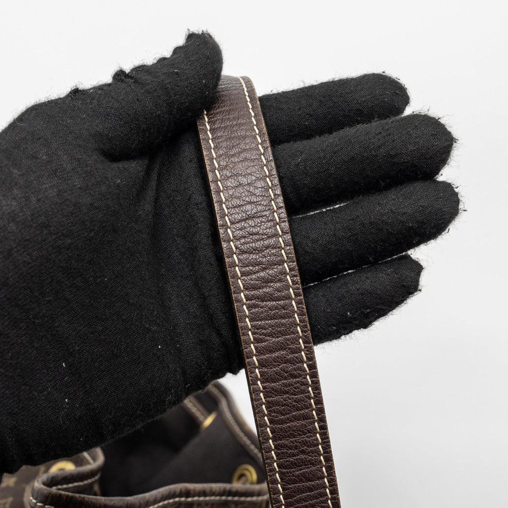 LOUIS VUITTON LIN NOE BAG FABRIC/LEATHER EBENE GHW