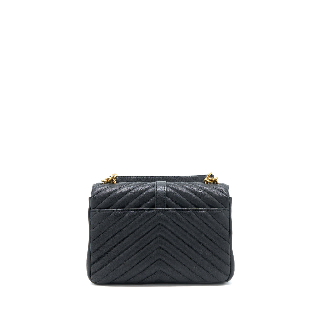 SAINT LAURENT QUILTED MEDIUM COLLEGE BAG LAMBSKIN BLACK BRUSHED GHW