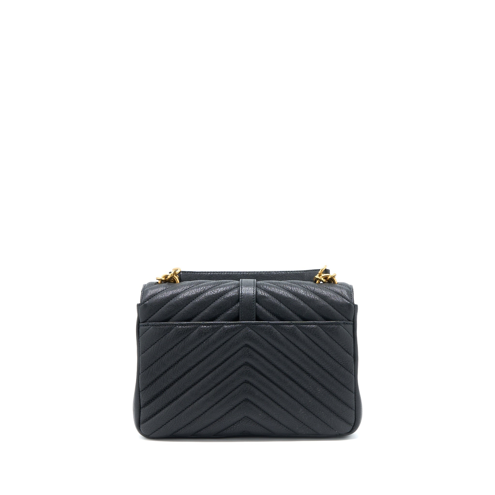 SAINT LAURENT QUILTED MEDIUM COLLEGE BAG LAMBSKIN BLACK BRUSHED GHW