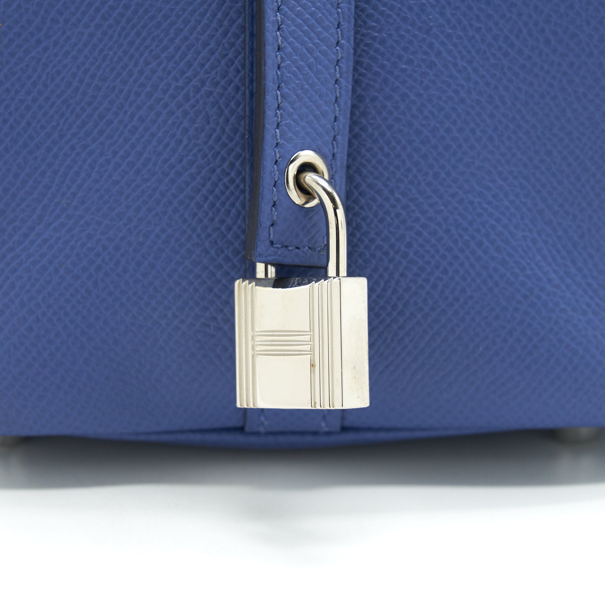 HERMES TRESSAGE DE CUIR PICOTIN 18 LOCK BAG EPSOM BLUE BRIGHTON SHW