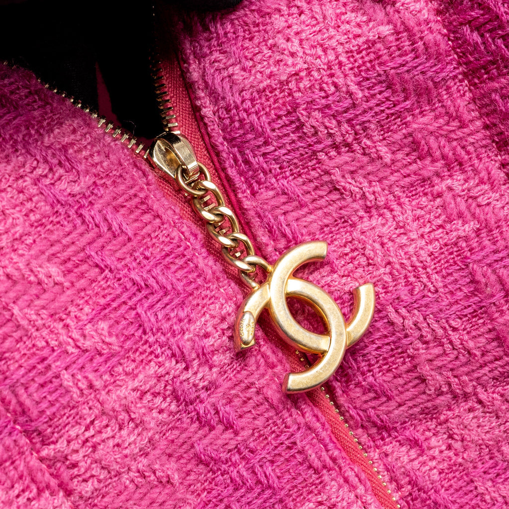 CHANEL LETTER LOGO ZIPPED SHOPPING BAG TWEED PINK GHW