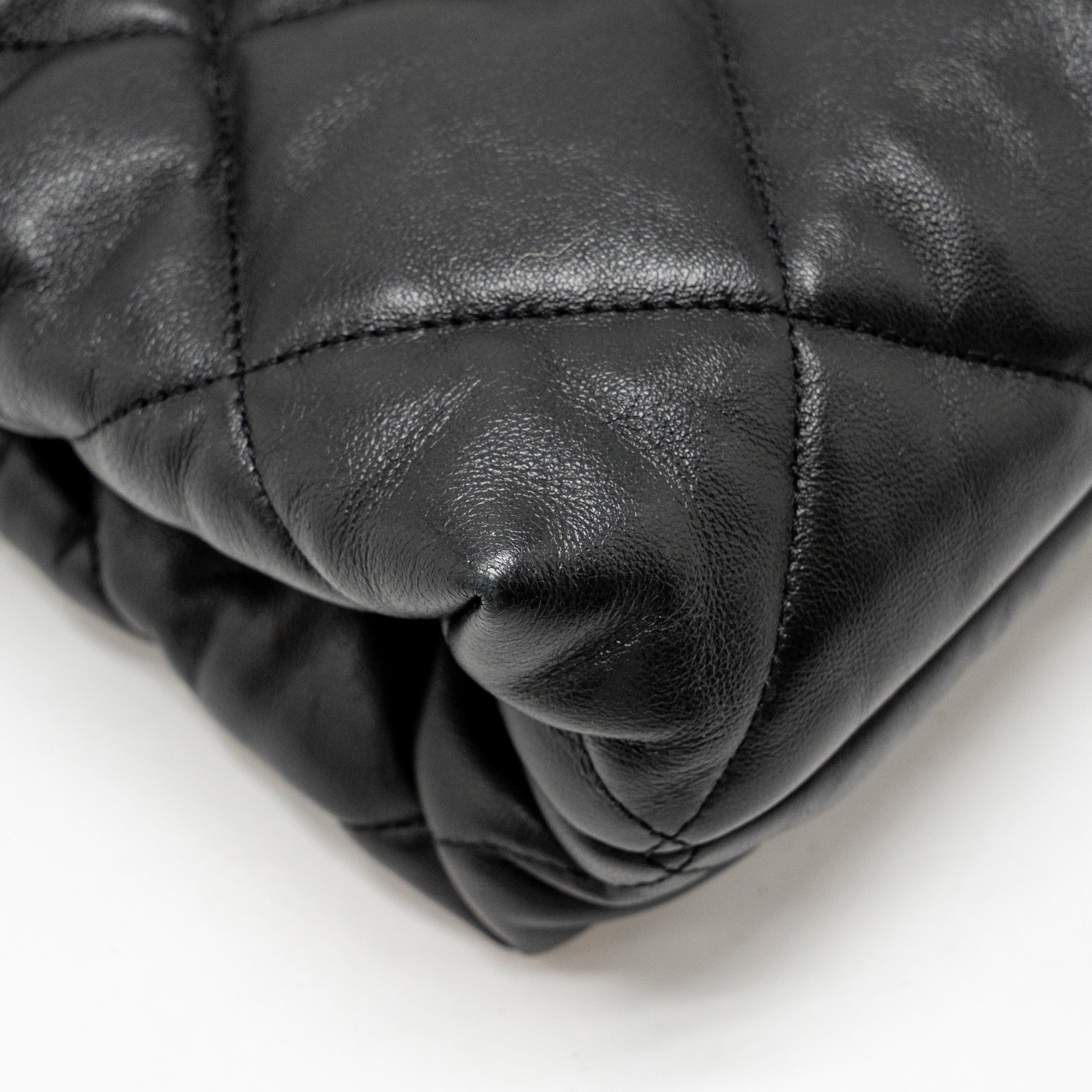 CHANEL QUILTED DOUBLE CHAIN SHOULDER BAG LAMBSKIN BLACK GHW (MICOCHIP)