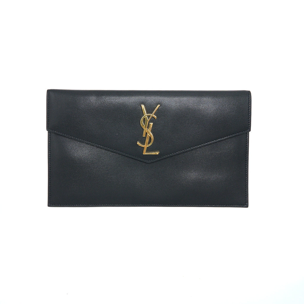 SAINT LAURENT/YSL MEDIUM UPTOWN TOTE BAG CALFSKIN BLACK GHW