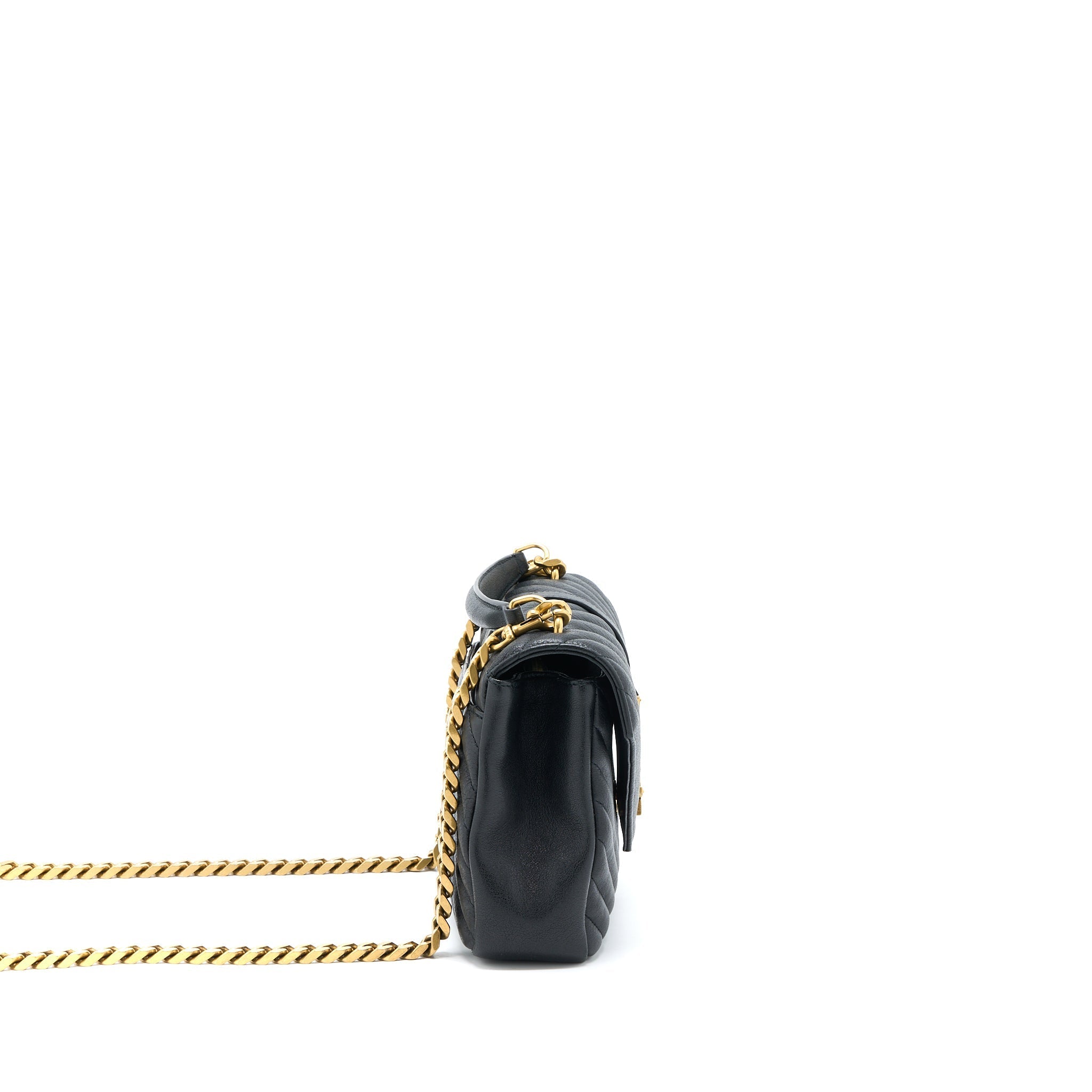 SAINT LAURENT QUILTED MEDIUM COLLEGE BAG LAMBSKIN BLACK BRUSHED GHW