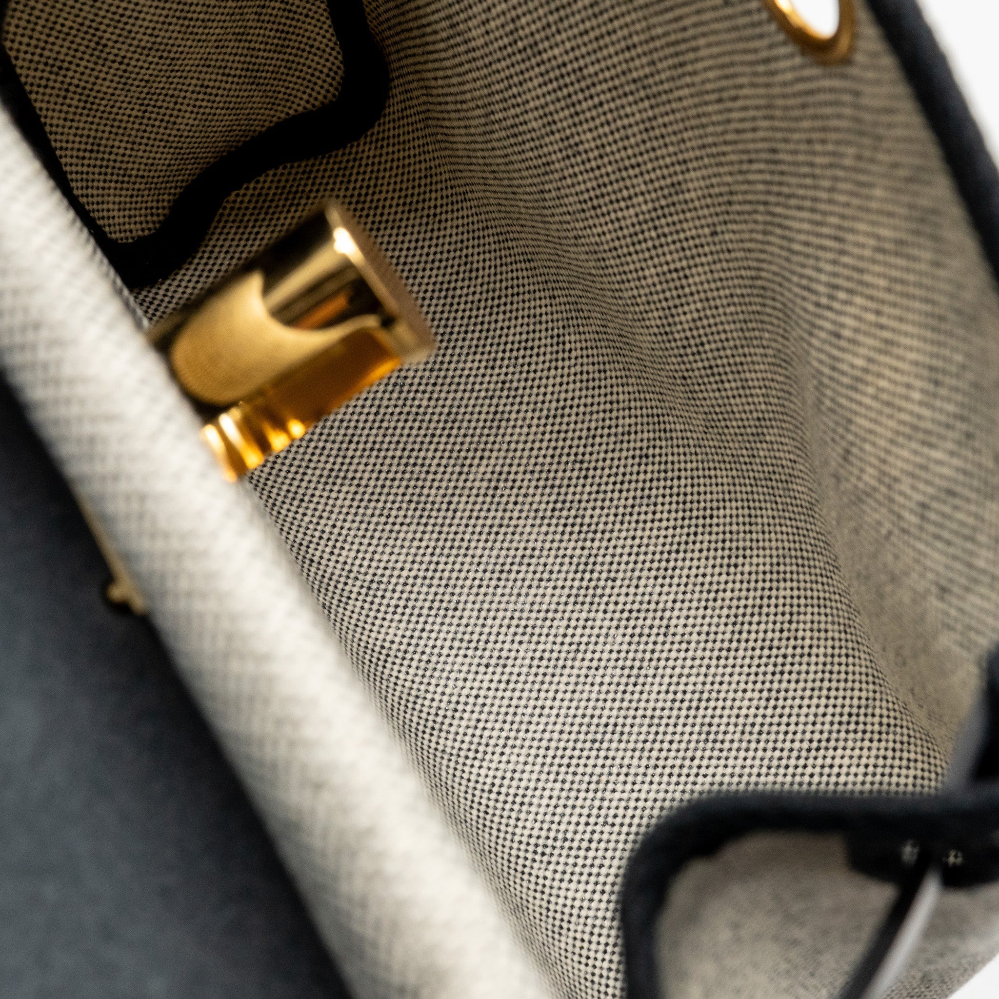 HERMES HERBAG MINI CANVAS/HUNTER LEATHER ECRU-NOIR/NOIR GHW