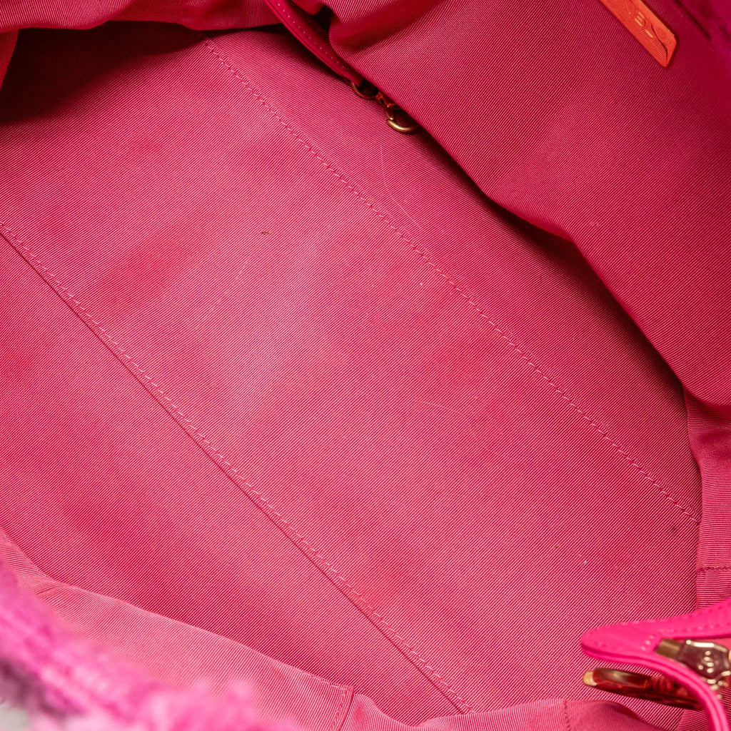 CHANEL LETTER LOGO ZIPPED SHOPPING BAG TWEED PINK GHW