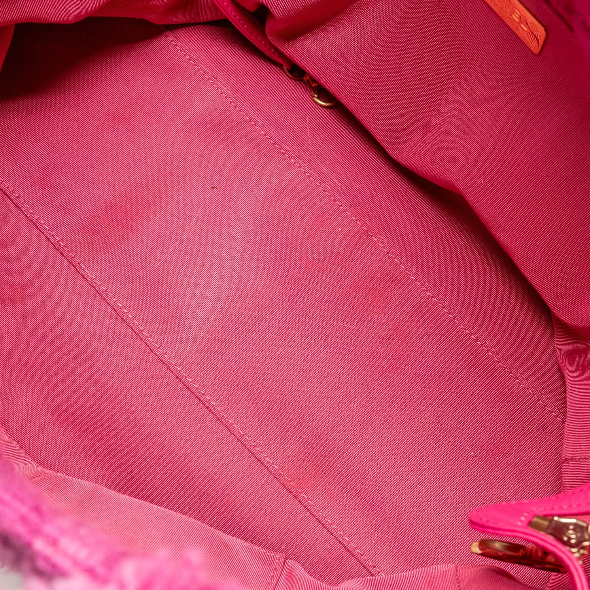 CHANEL LETTER LOGO ZIPPED SHOPPING BAG TWEED PINK GHW