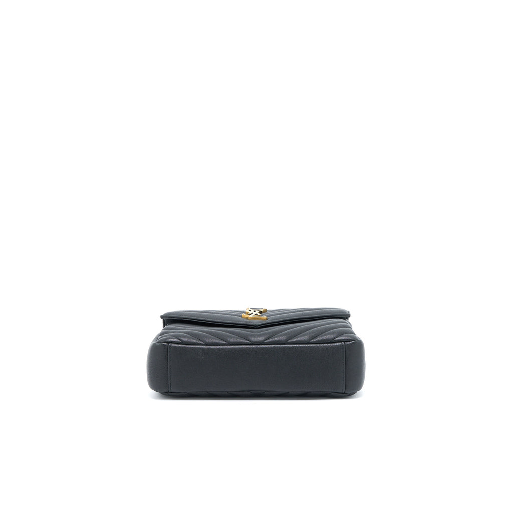 SAINT LAURENT QUILTED MEDIUM COLLEGE BAG LAMBSKIN BLACK BRUSHED GHW