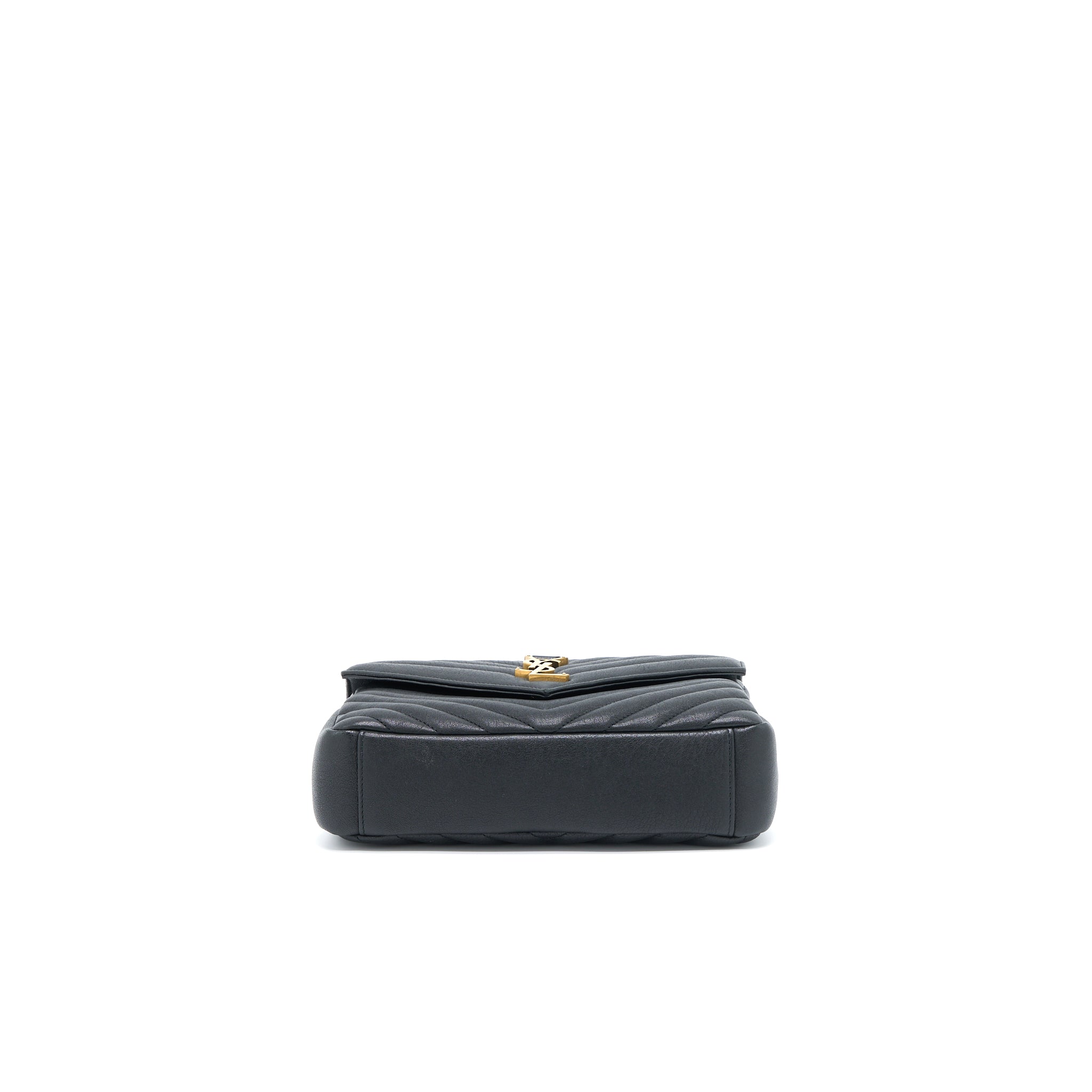 SAINT LAURENT QUILTED MEDIUM COLLEGE BAG LAMBSKIN BLACK BRUSHED GHW