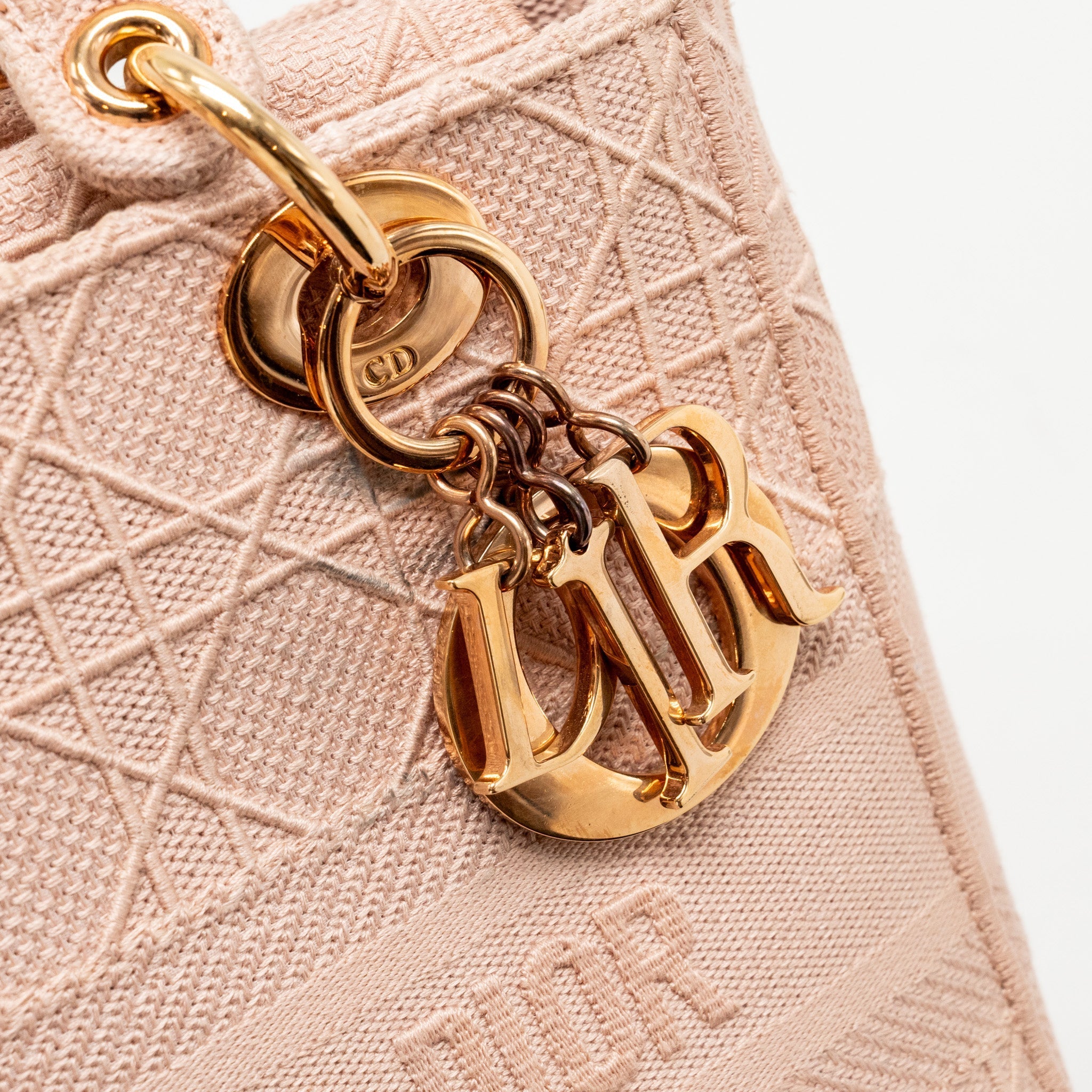 DIOR MEDIUM LADY D-LITE BAG CANNAGE EMBROIDERY ROSEWOOD PINK HARDWARE