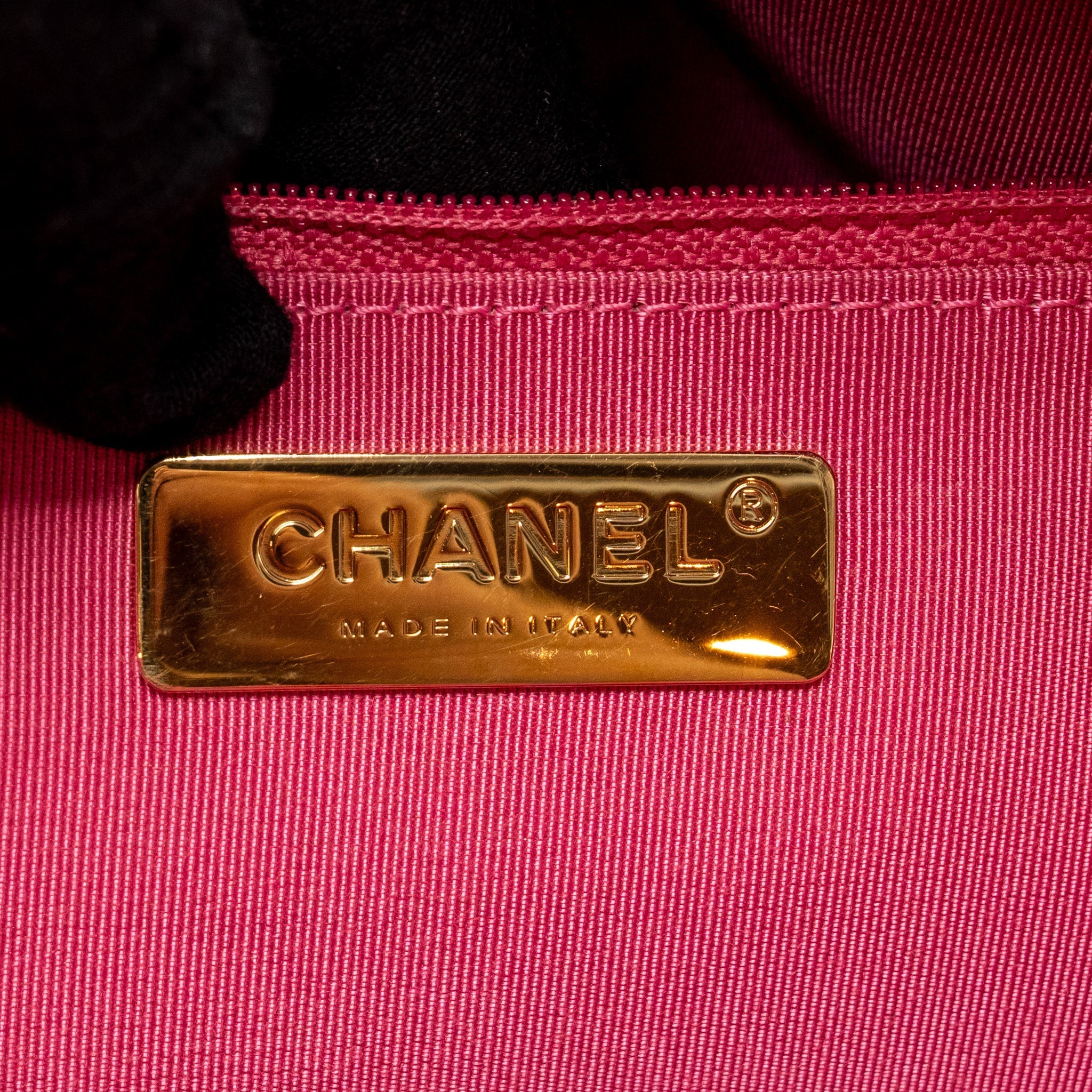 CHANEL LETTER LOGO ZIPPED SHOPPING BAG TWEED PINK GHW