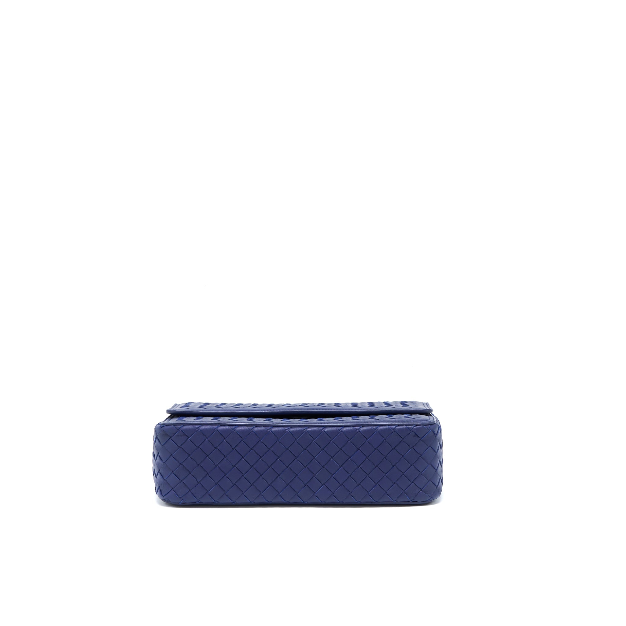 BOTTEGA VENETA TOP HANDLE CROSSBODY BAG NAVY BLUE WITH BLACK HARDWARE