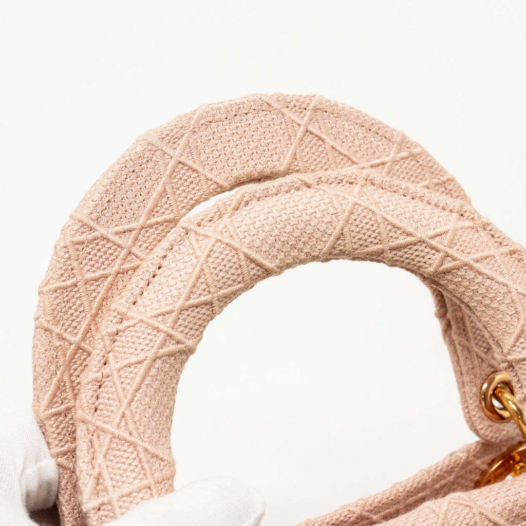 DIOR MEDIUM LADY D-LITE BAG CANNAGE EMBROIDERY ROSEWOOD PINK HARDWARE