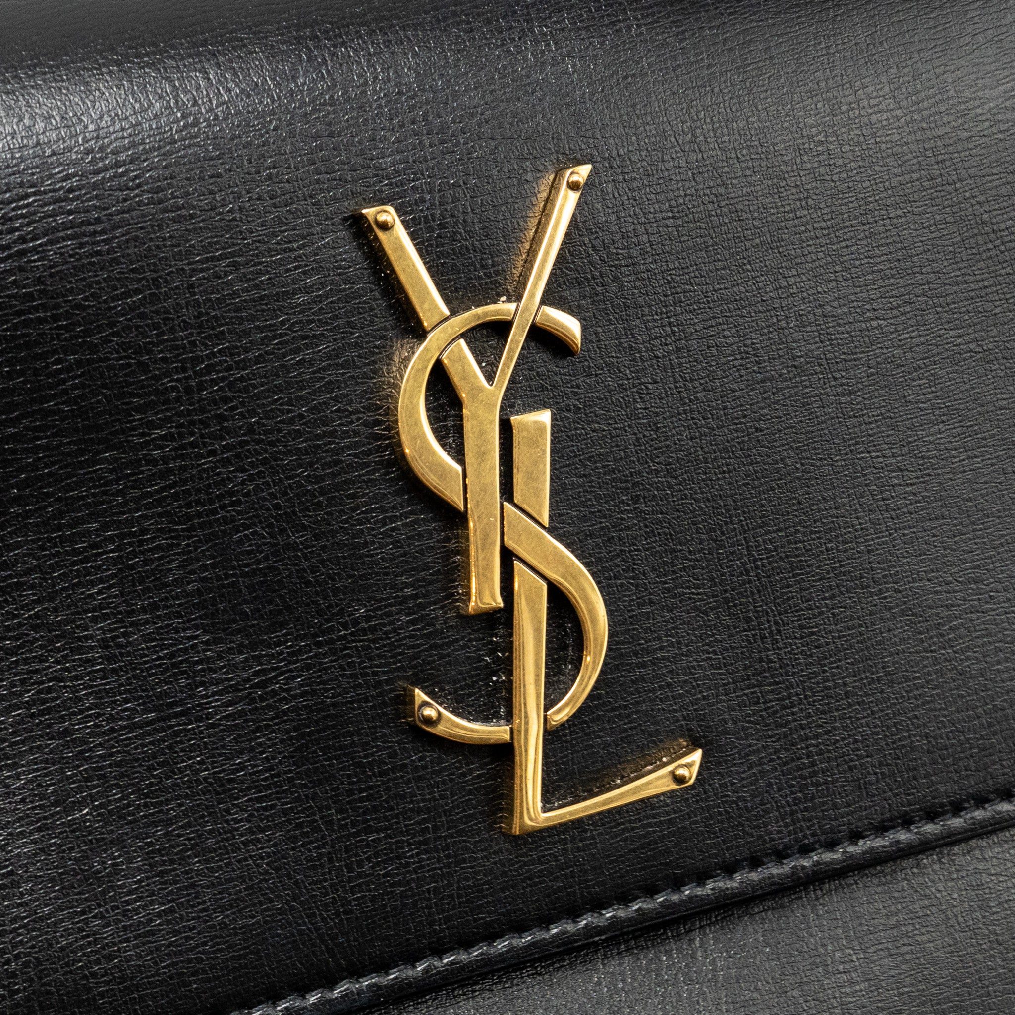 SAINT LAURENT/YSL MEDIUM TOP HANDLE SUNSET BAG CALFSKIN BLACK GHW