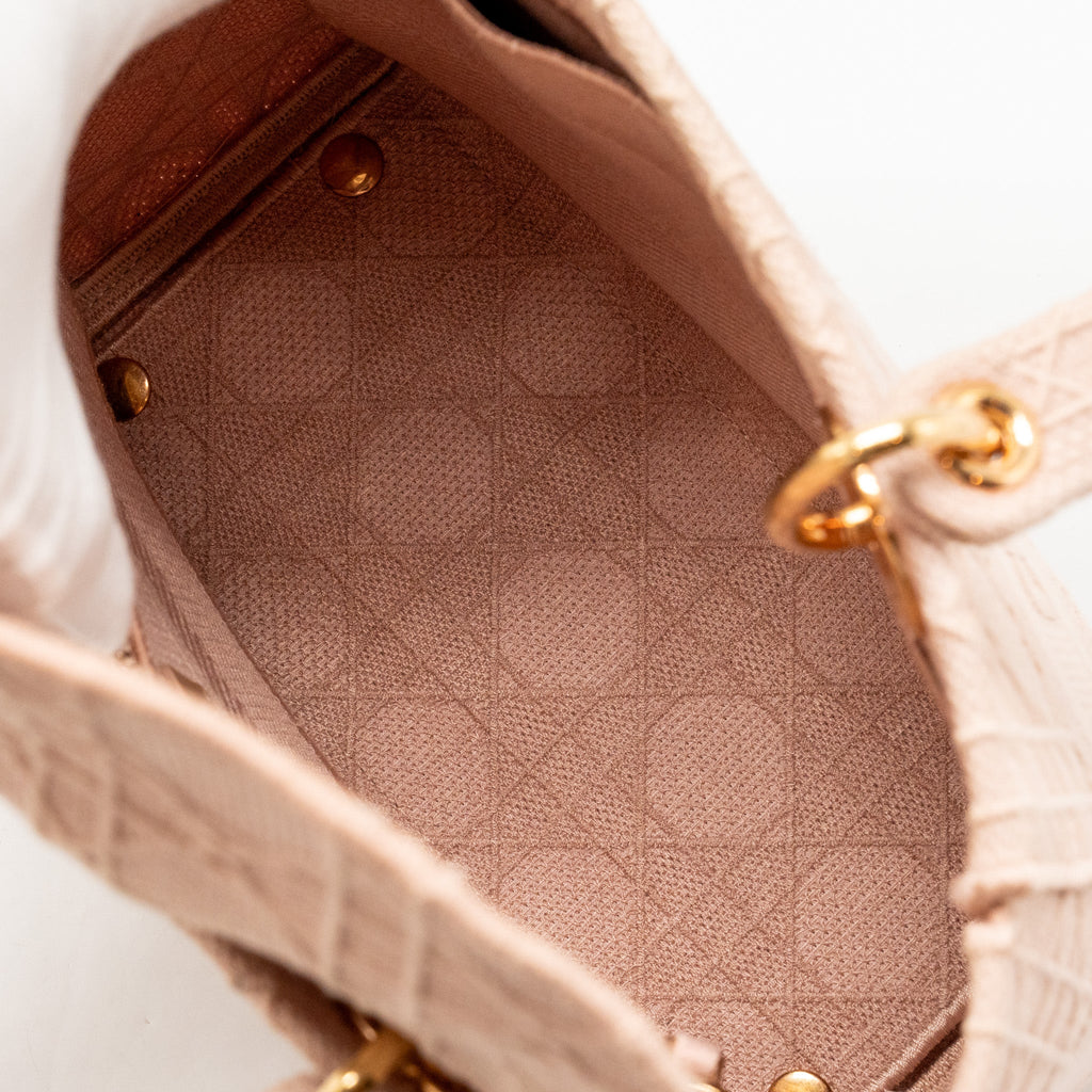 DIOR MEDIUM LADY D-LITE BAG CANNAGE EMBROIDERY ROSEWOOD PINK HARDWARE