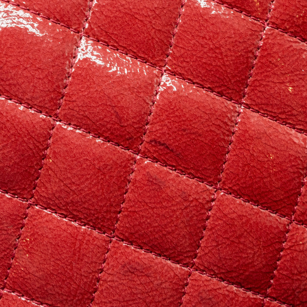 CHANEL SEASONAL FLAP BAG PATENT GOATSKIN/LAMBSKIN RED GHW