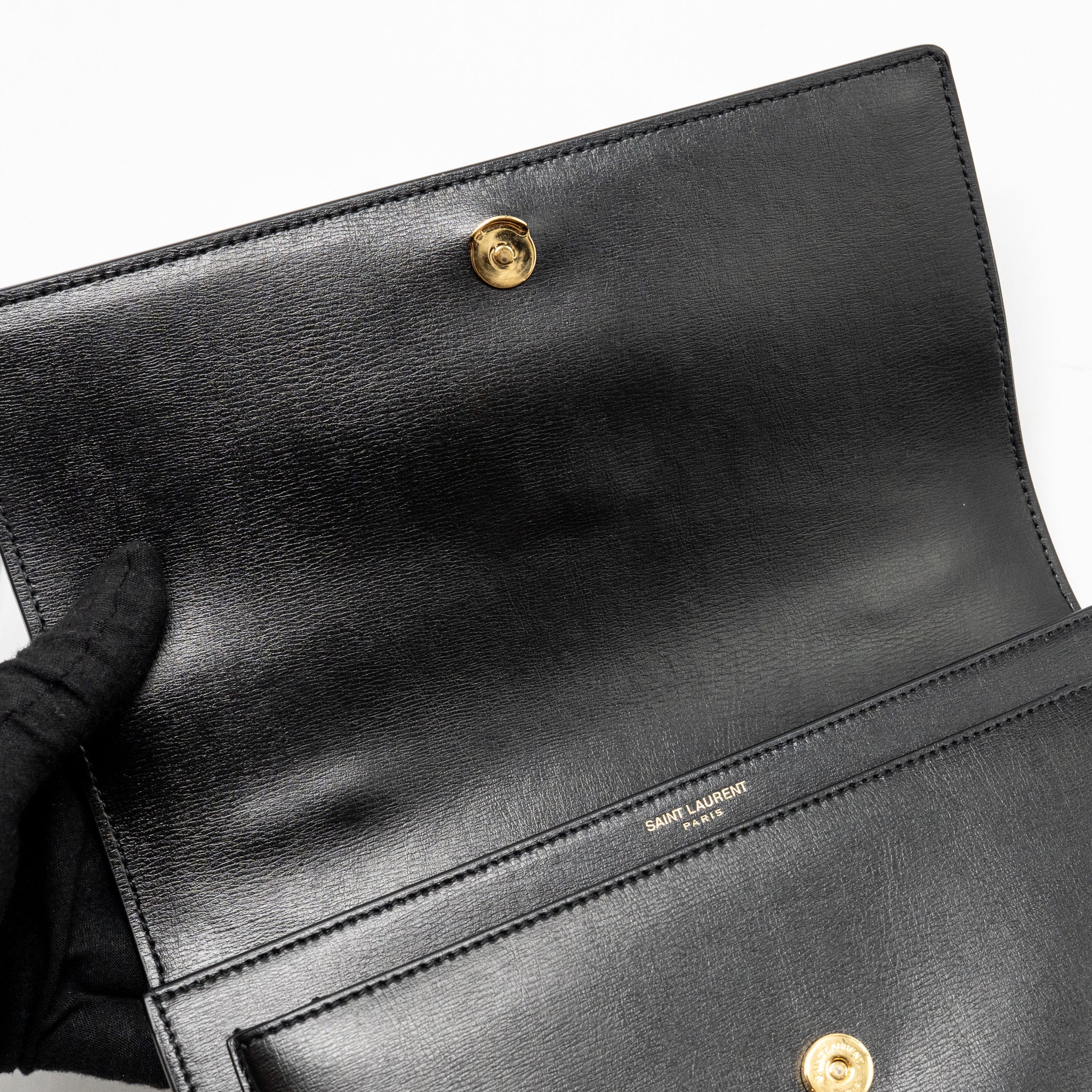 SAINT LAURENT/YSL MEDIUM TOP HANDLE SUNSET BAG CALFSKIN BLACK GHW