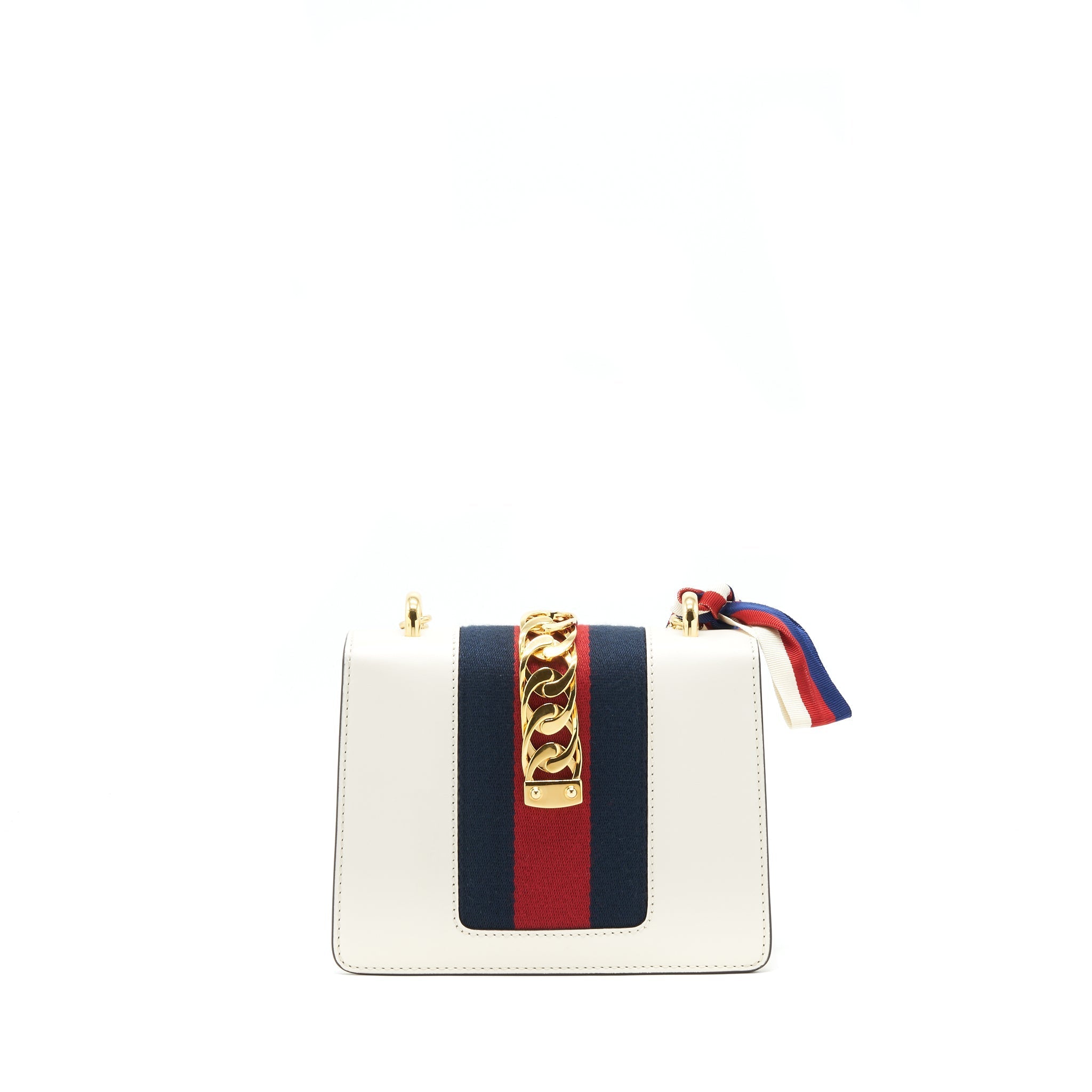 GUCCI MINI SYLVIE CHAIN BAG WHITE GHW