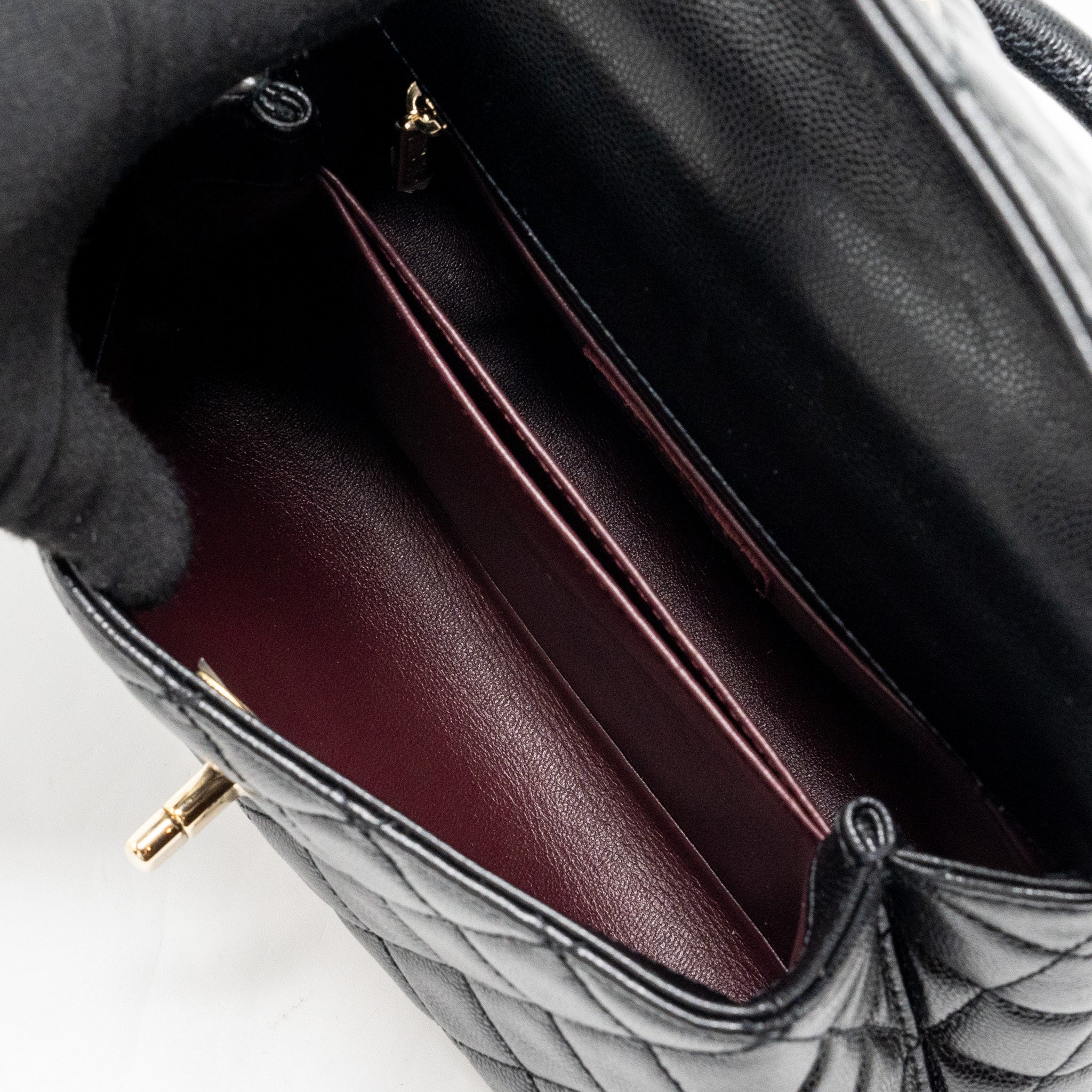 CHANEL SMALL COCO HANDLE CAVIAR BLACK LGHW (MICROCHIP)