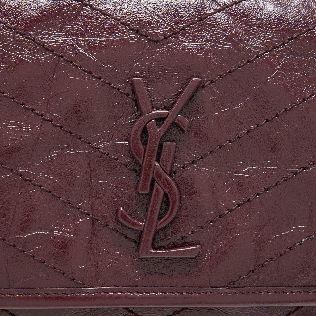 SAINT LAURENT MEDIUM NIKI SHINNY LEATHER BURGUNDY