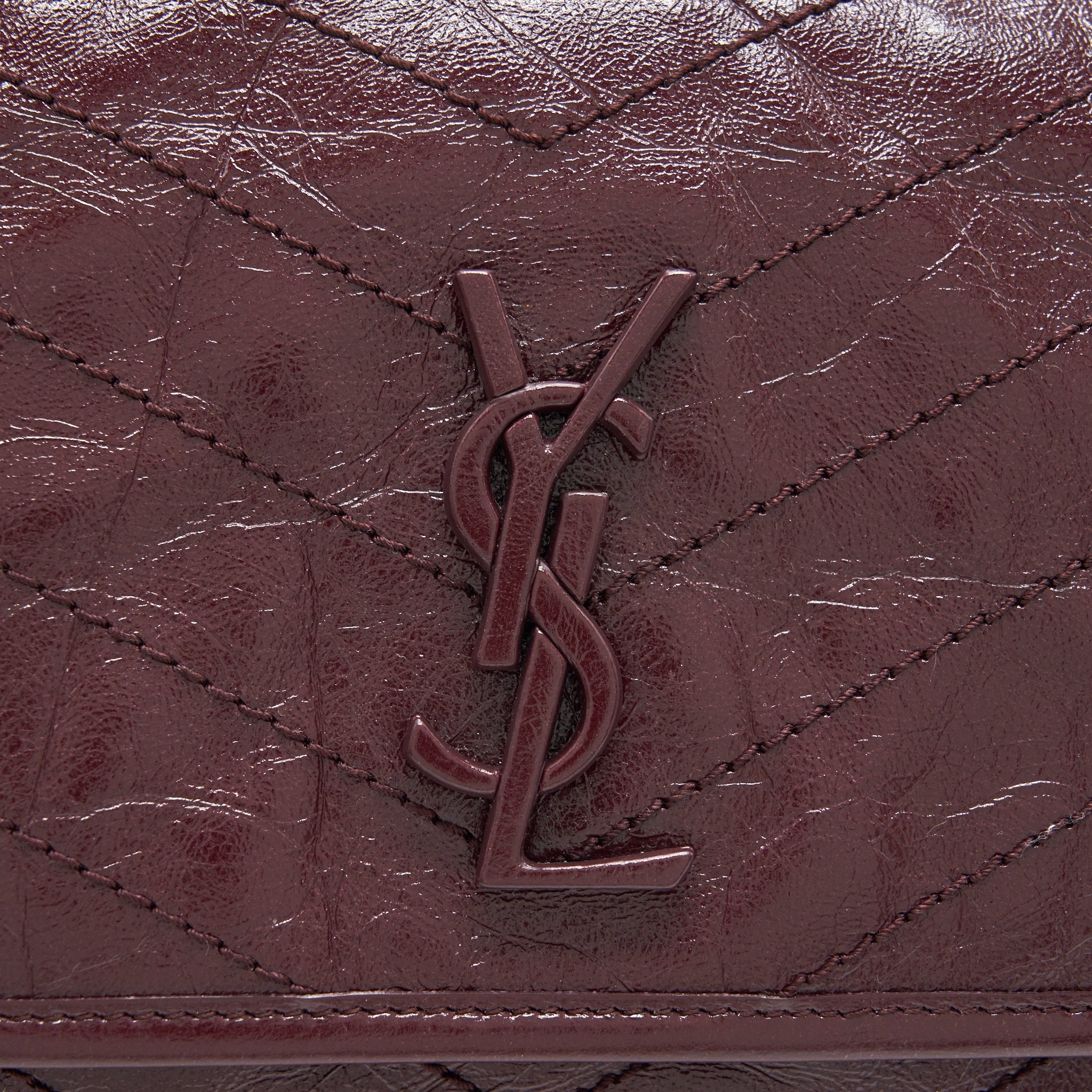 SAINT LAURENT MEDIUM NIKI SHINNY LEATHER BURGUNDY