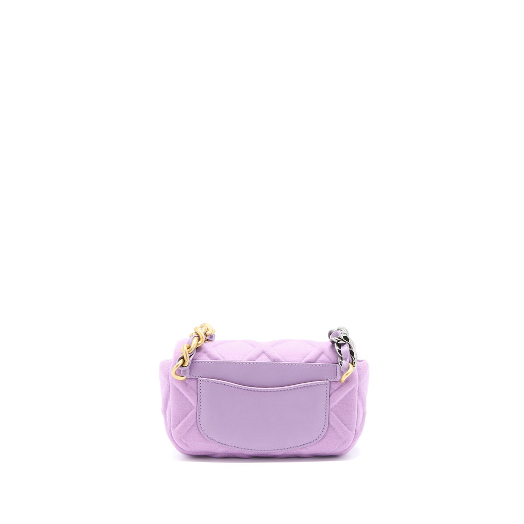 CHANEL 19 WAIST BAG QUILTED JERSEY/ LAMBSKIN LIGHT PURPLE MULTICOLOUR HARDWARE