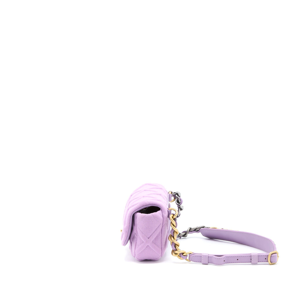 CHANEL 19 WAIST BAG QUILTED JERSEY/ LAMBSKIN LIGHT PURPLE MULTICOLOUR HARDWARE