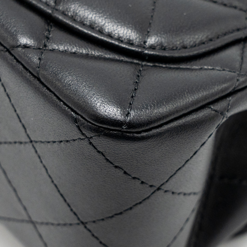 CHANEL MINI SQUARE FLAP BAG LAMBSKIN BLACK LGHW (MICROCHIP)