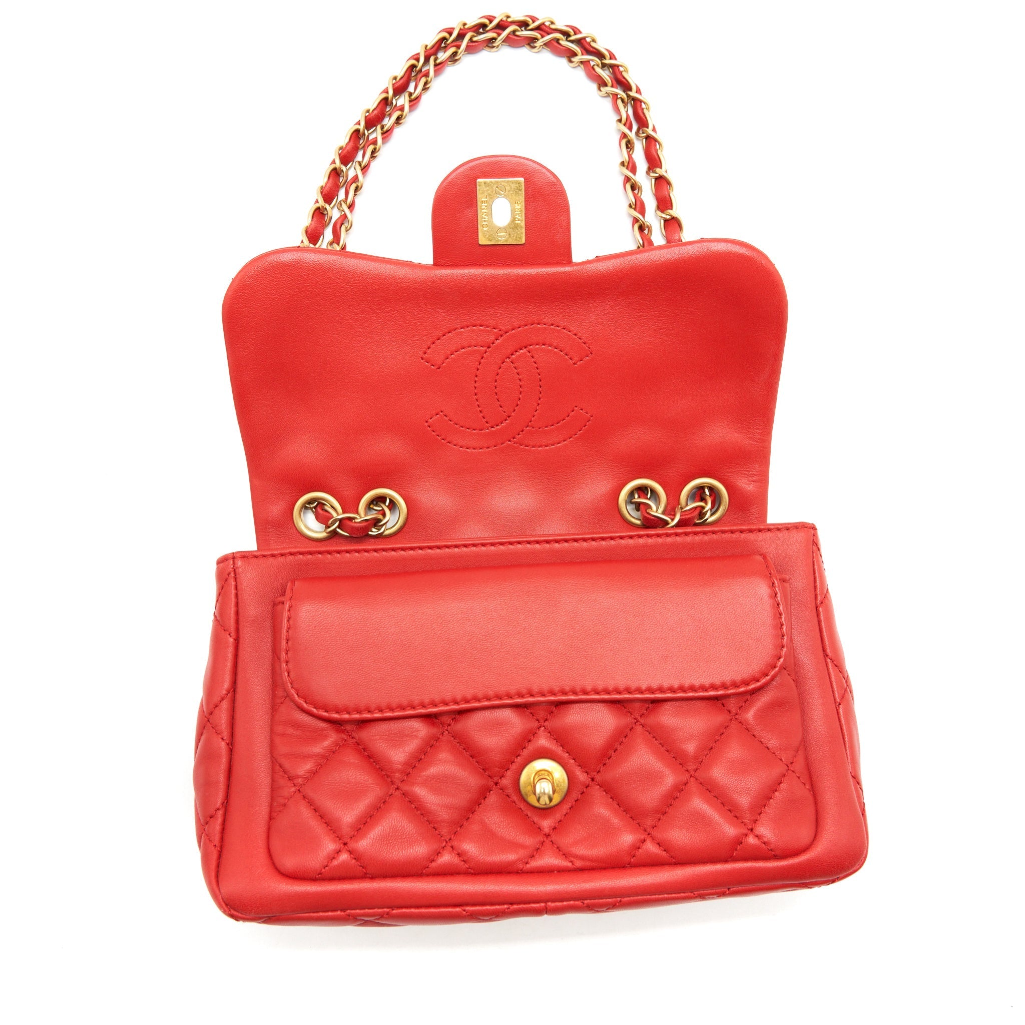 CHANEL NOW AND FOR EVER CRUISE SEASONAL LAMBSKIN RED GHW