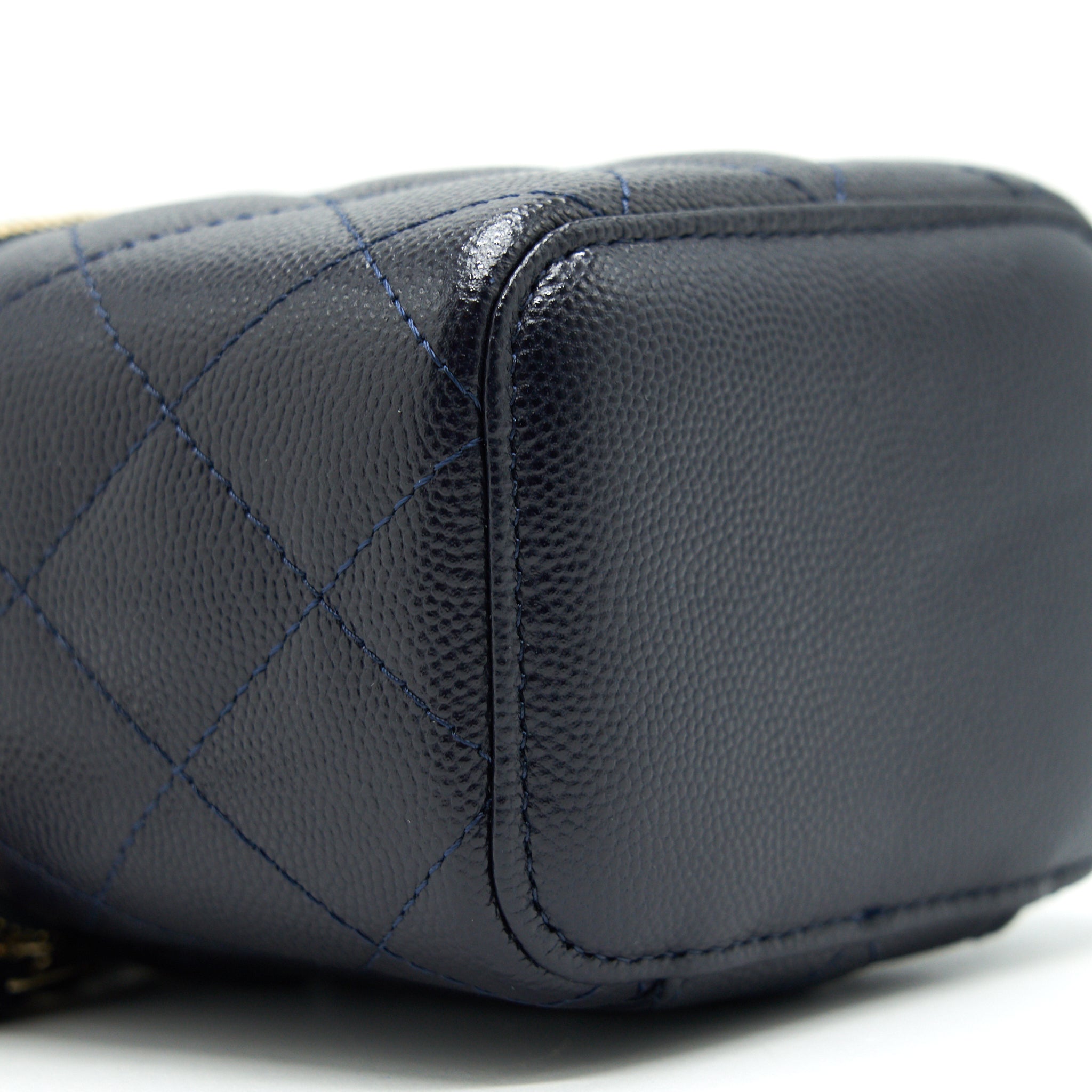 CHANEL SMALL VANITY WITH CHAIN NAVY BLUE WITH LGHW