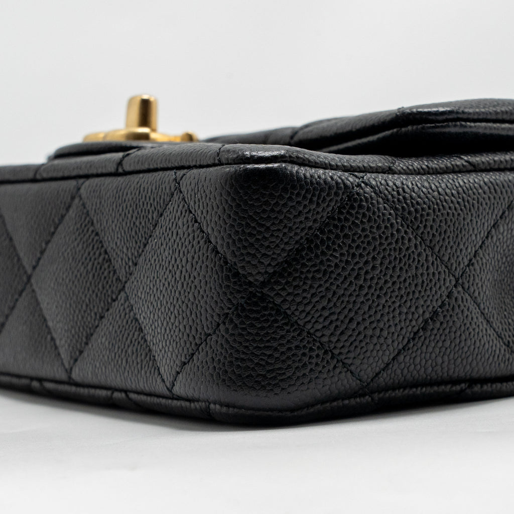 CHANEL COCO LOVE MINI FLAP BAG ADJUSTABLE CHAIN CAVIAR BLACK GHW (MICROCHIP)