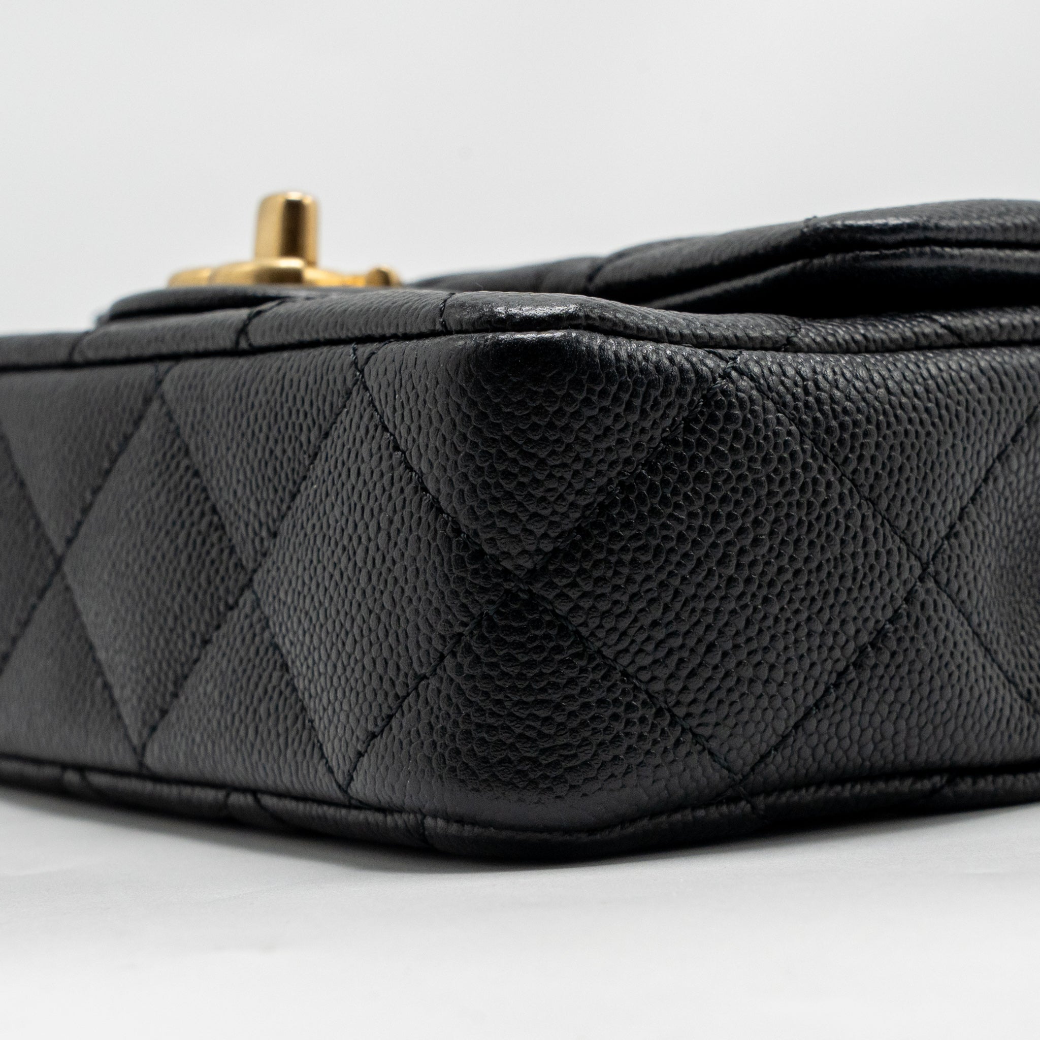 CHANEL COCO LOVE MINI FLAP BAG ADJUSTABLE CHAIN CAVIAR BLACK GHW (MICROCHIP)