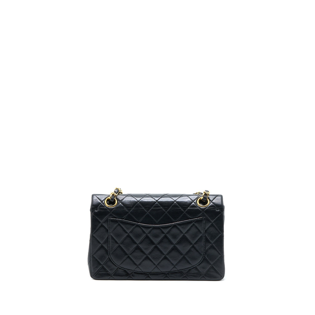 CHANEL VINTAGE SMALL CLASSIC DOUBLE FLAP BAG LAMBSKIN BLACK GHW