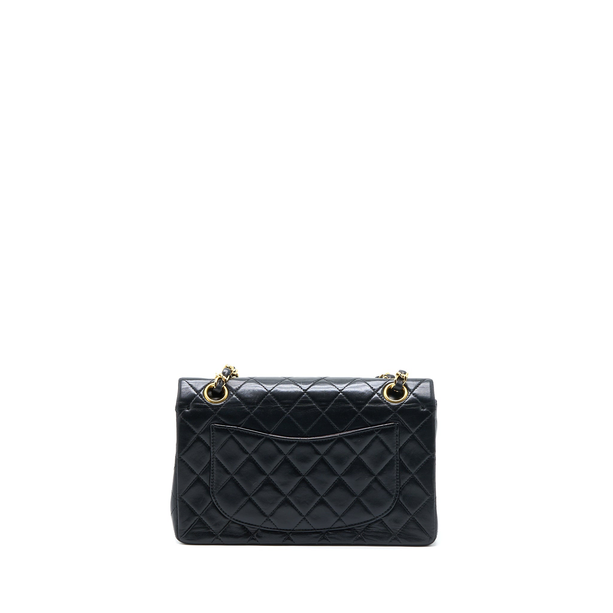 CHANEL VINTAGE SMALL CLASSIC DOUBLE FLAP BAG LAMBSKIN BLACK GHW
