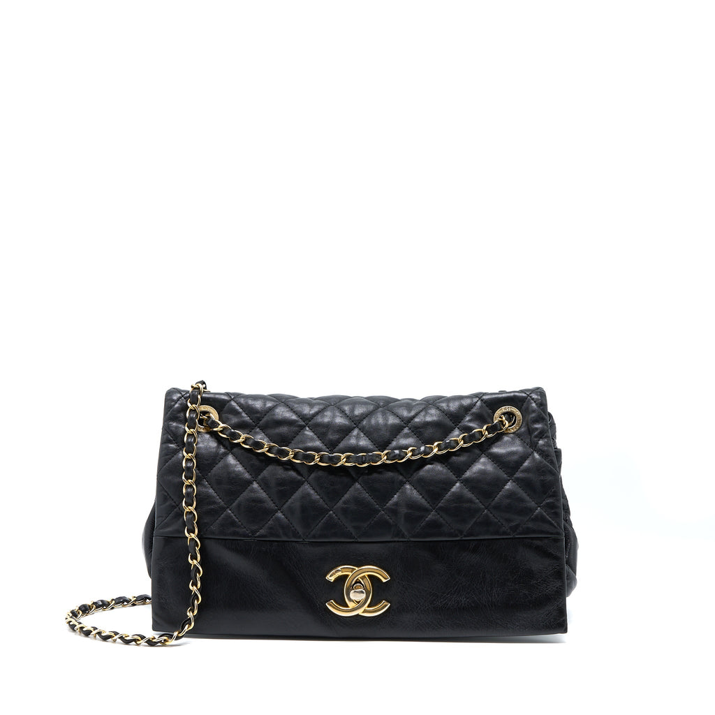 CHANEL QUILTED SEASONAL FLAP BAG BLACK GHW