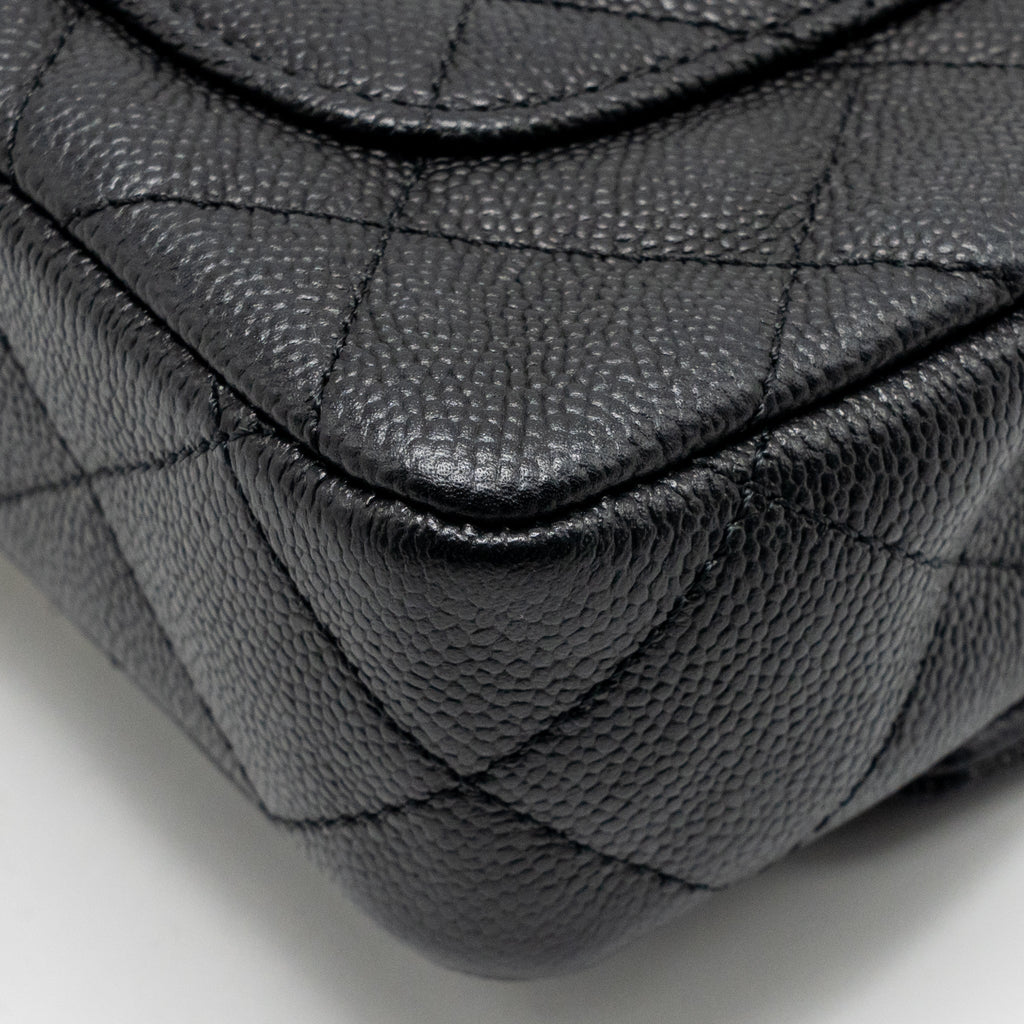 CHANEL COCO LOVE MINI FLAP BAG ADJUSTABLE CHAIN CAVIAR BLACK GHW (MICROCHIP)
