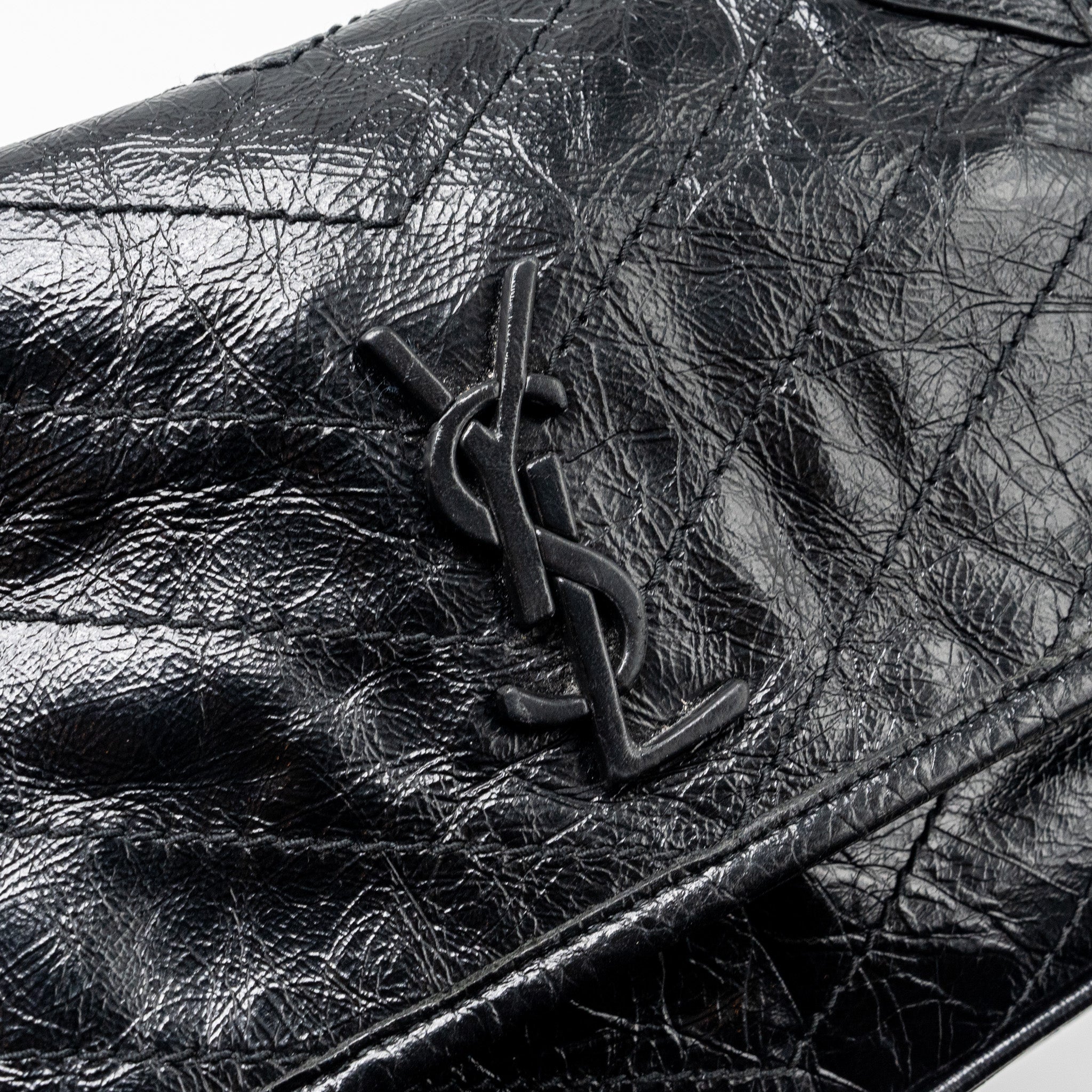 SAINT LAURENT BABY NIKI LEATHER BLACK SHW