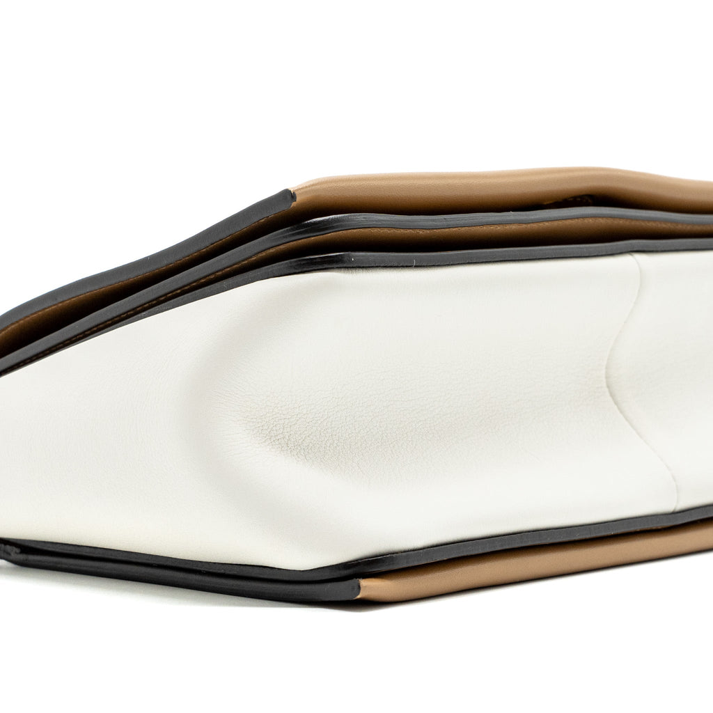 CELINE FRAME BAG CALFSKIN WHITE/BROWN GHW