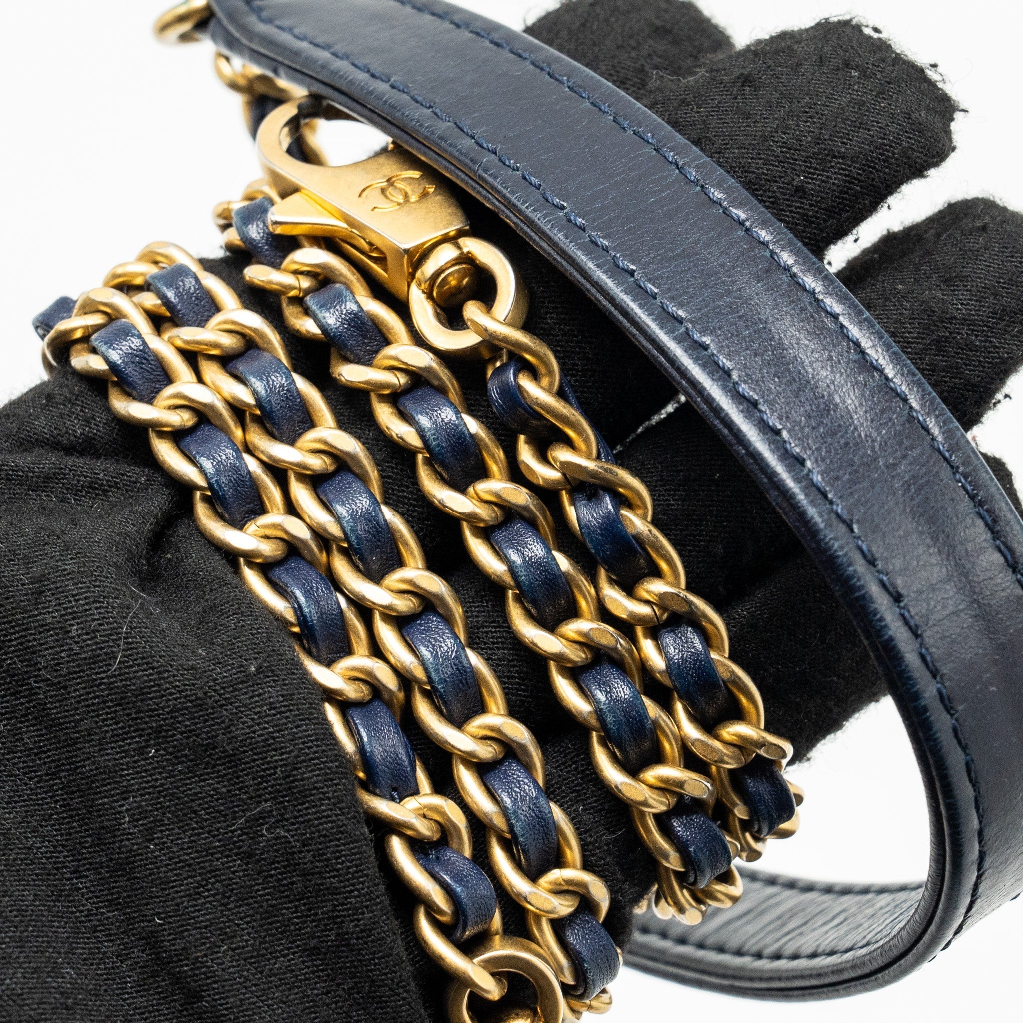 CHANEL SMALL COCO HANDLE CHEVRON CALFSKIN DARK BLUE GHW