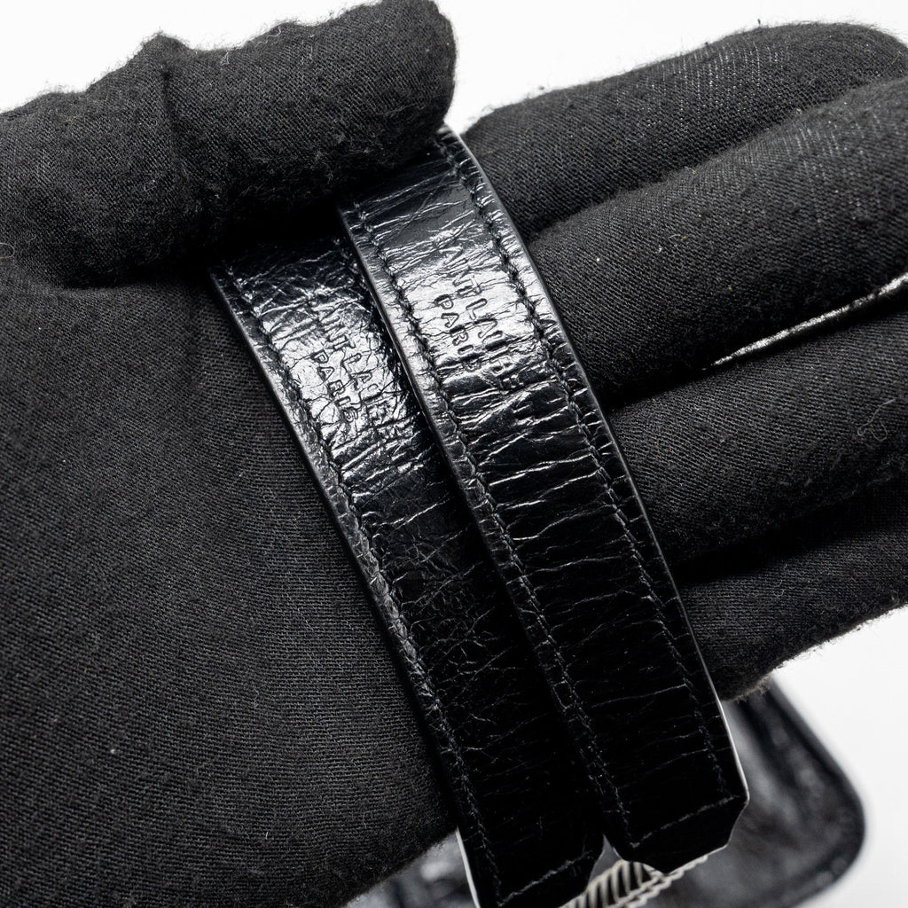 SAINT LAURENT BABY NIKI LEATHER BLACK SHW