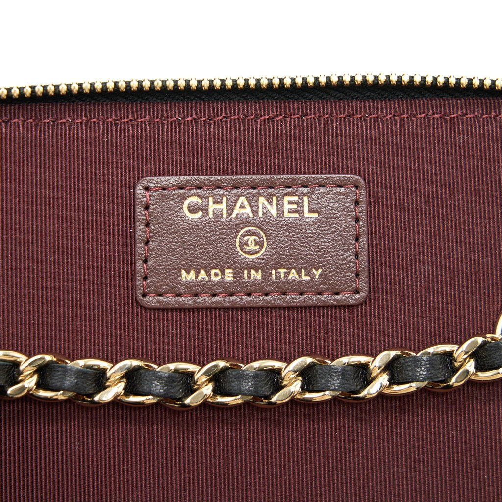 CHANEL LONG VANITY WITH CHAIN LAMBSKIN BLACK LGHW
