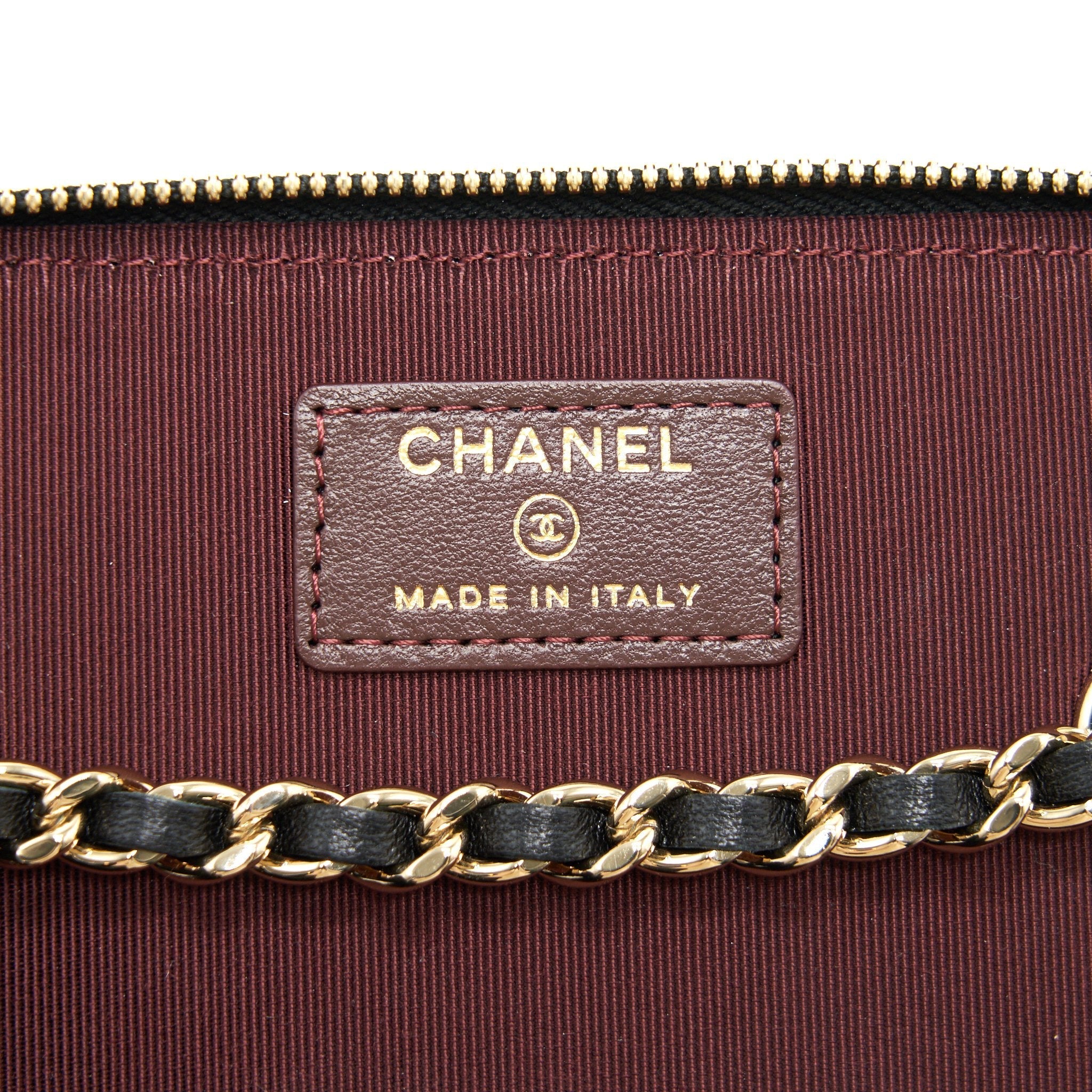 CHANEL LONG VANITY WITH CHAIN LAMBSKIN BLACK LGHW