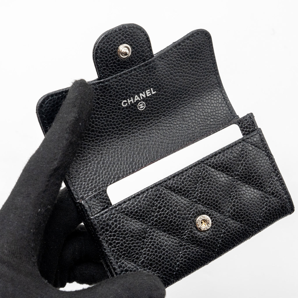 CHANEL CLASSIC FLAP CARD HOLDER CAVIAR BLACK SHW (MICROCHIP)