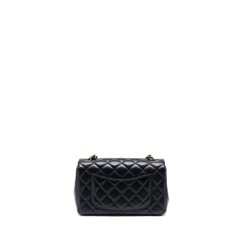 CHANEL MINI RECTANGULAR FLAP BAG LAMBSKIN BLACK GHW