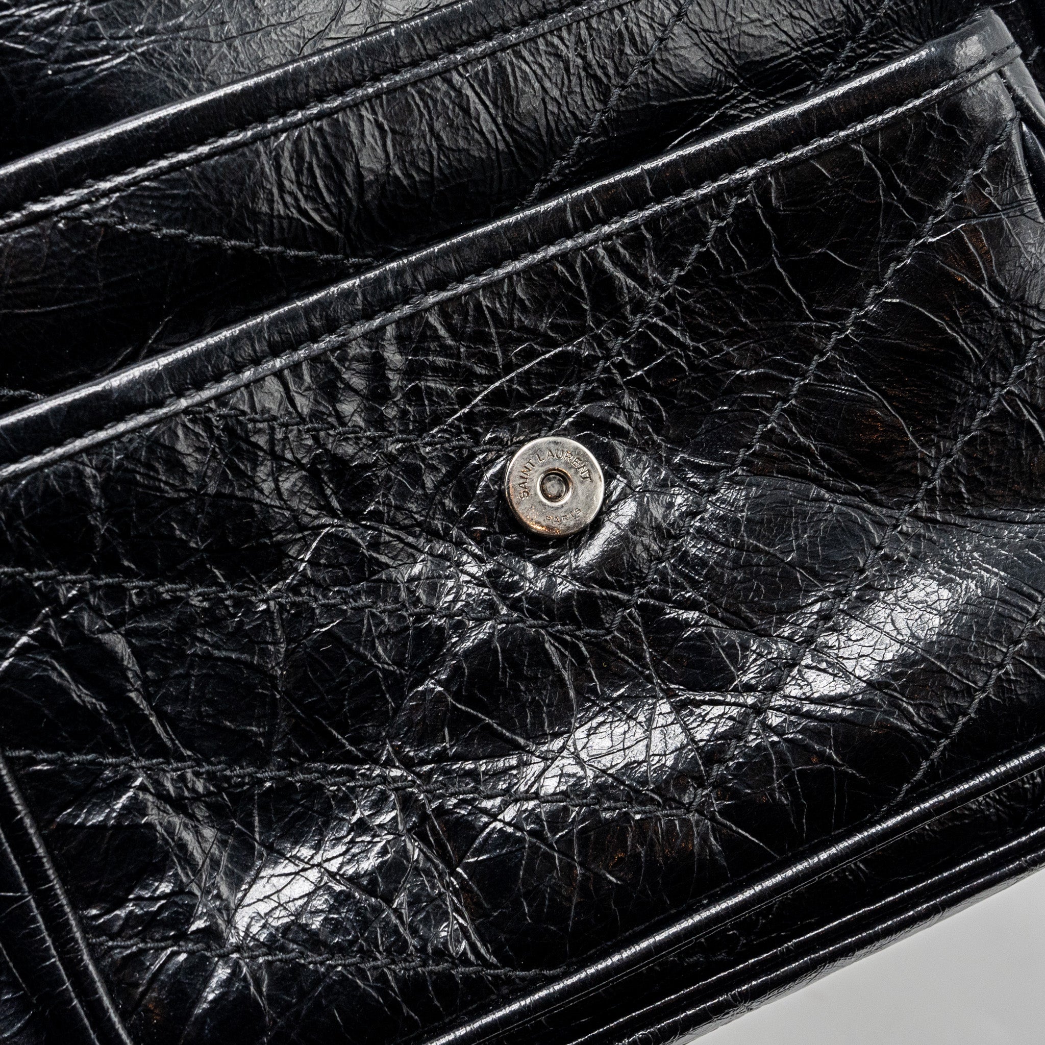 SAINT LAURENT BABY NIKI LEATHER BLACK SHW