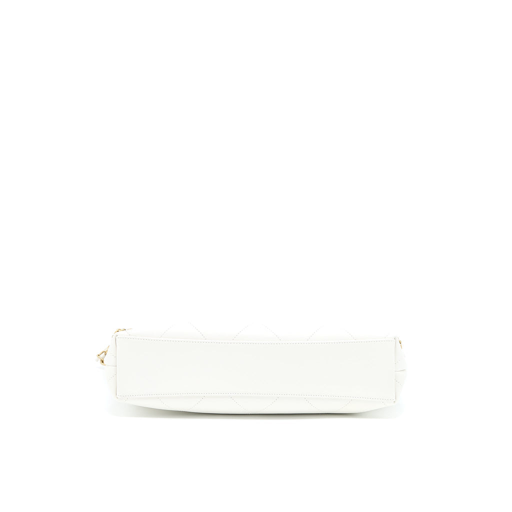 CHANEL TOTE BAG QUILTED CALFSKIN WHITE BRUSHED GHW